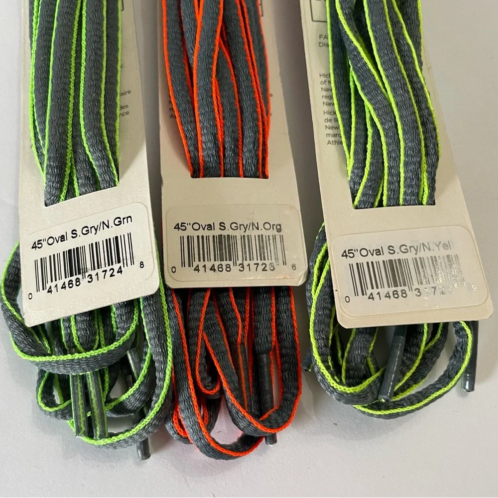 New Balance Gray/Neon Oval Laces 45” Bundle